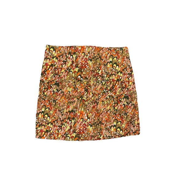 UO NWT Boho Marbled Orange Red Green Design Mini Skirt Women's Size Small NEW - Picture 3 of 6